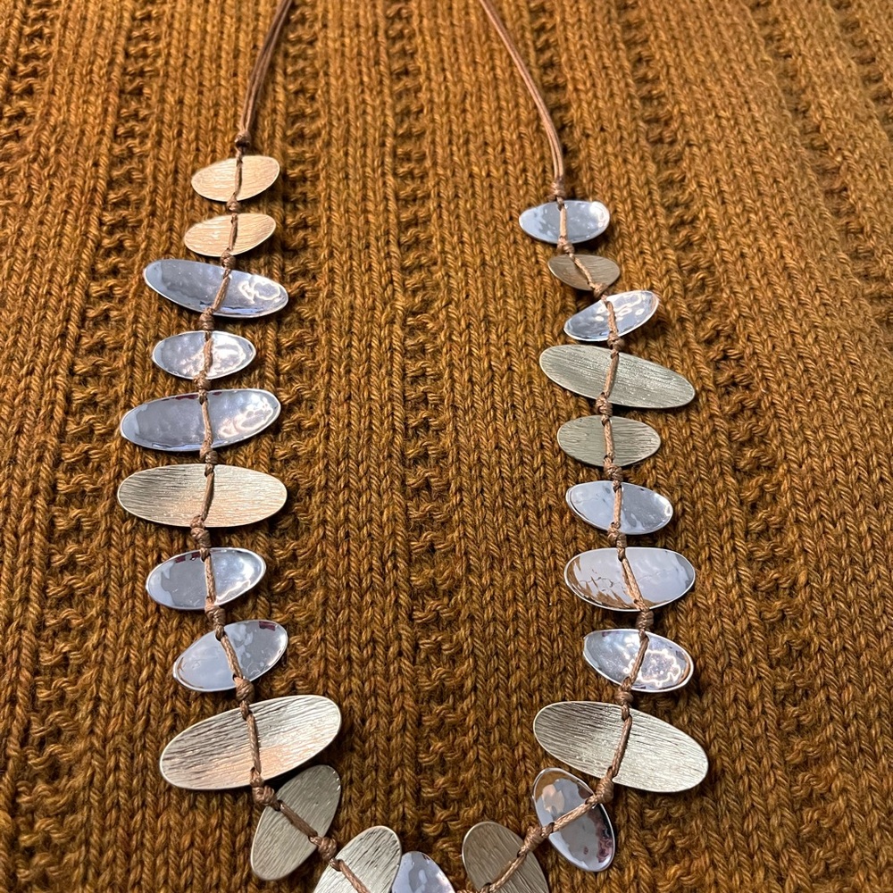 Chico's Gold and Silver Oval Necklace